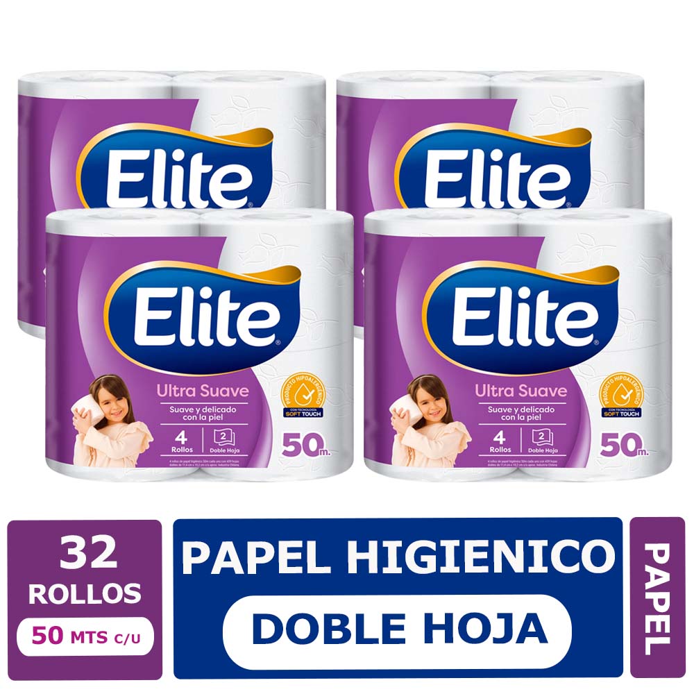 Papel Higiénico Ultra doble hoja Elite 32 rollos x 50 Mts.