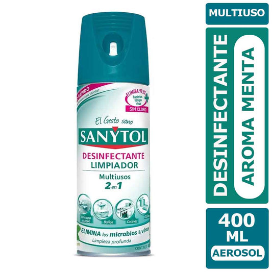 Desinfectante Aerosol Multiusos 2 en 1 Sanytol Menta 400 ml