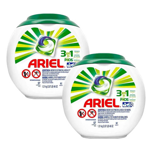 Detergente en capsulas Ariel 2 x 57 unid. c/u