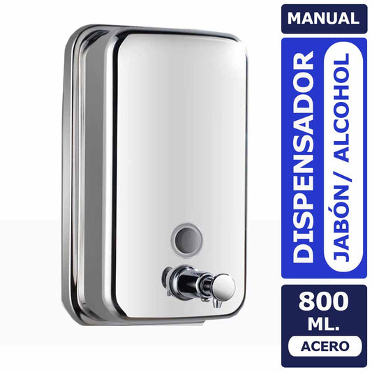 Dispensador Manual Acero Inoxidable 800 ml Jabón/Lavaloza/Alcohol Gel