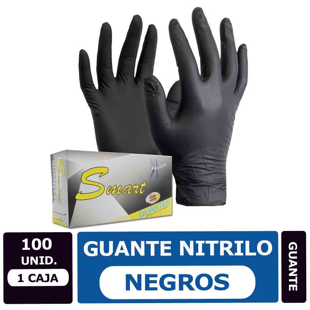 Guantes de Nitrilo negro desechables 100 Und. Talla M y L