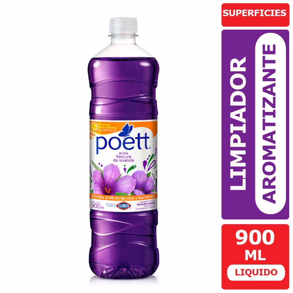 Limpiador Líquido Aromatizante Poett Frescura de Lavanda, 900 ml