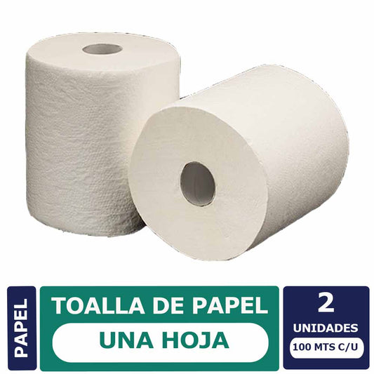 Toalla de Papel 2 Unid. 100 Mts c/u Una hoja