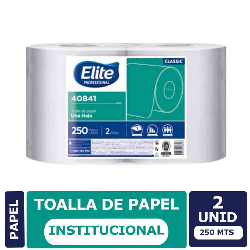 Toalla de Papel Institucional Elite 2 x 250 Mts c/u una hoja