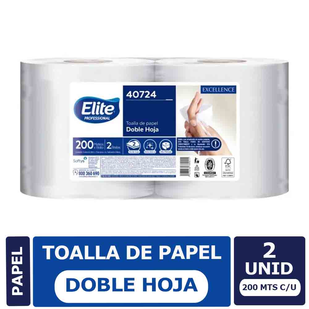 Toalla de Papel Institucional Elite 2x200 Mts c/u Doble hoja