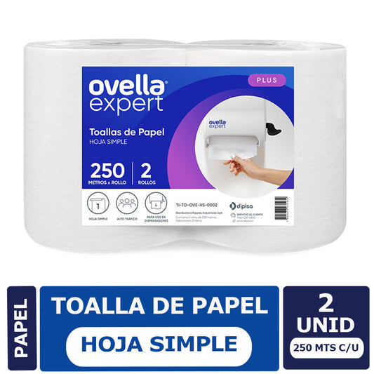 Toalla de Papel Ovella 250 Metros x 2 Rollos