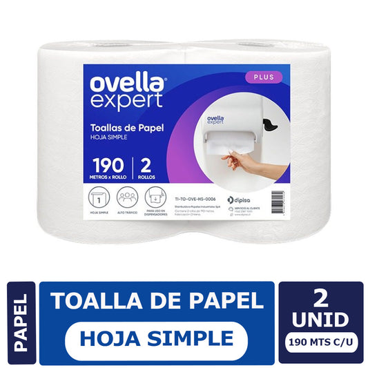 Toalla de Papel Ovella 190 Metros x 2 Rollos