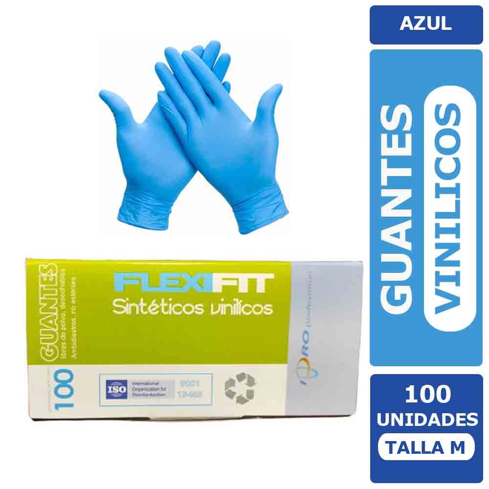 Guantes Vinilícos Sintetico caja 100 Unid. Azul Talla M