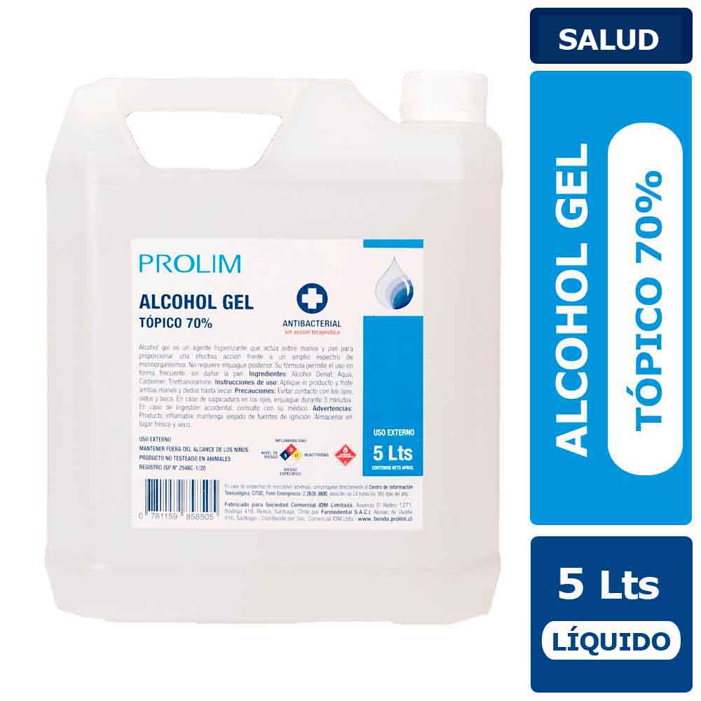 ALCOHOL GEL 70% 5 LITROS PROLIM