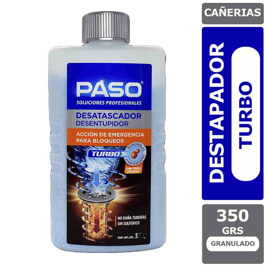 Desatascador Cañerías Paso Turbo Acción de Emergencia 350 grs.