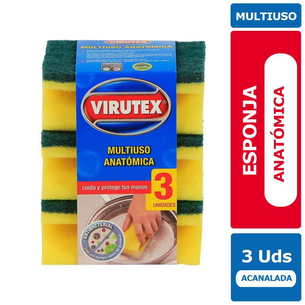 Esponja Multiuso Anatómica x 3 Unid. Virutex