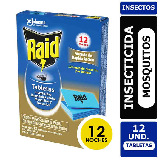 Insecticida Raid Tabletas Mosquitos y Zancudos 12 Unid