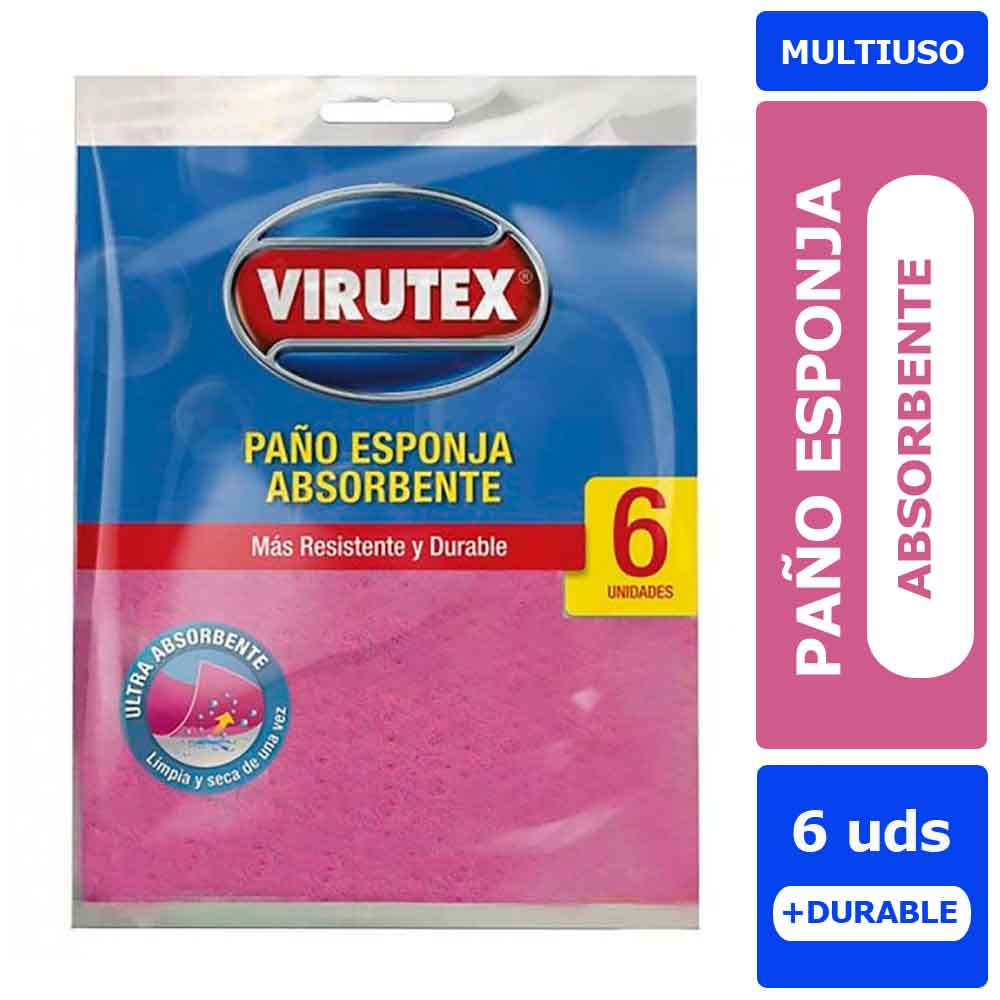 PAÑO ESPONJA ABSORBENTE X 6 UNID. VIRUTEX