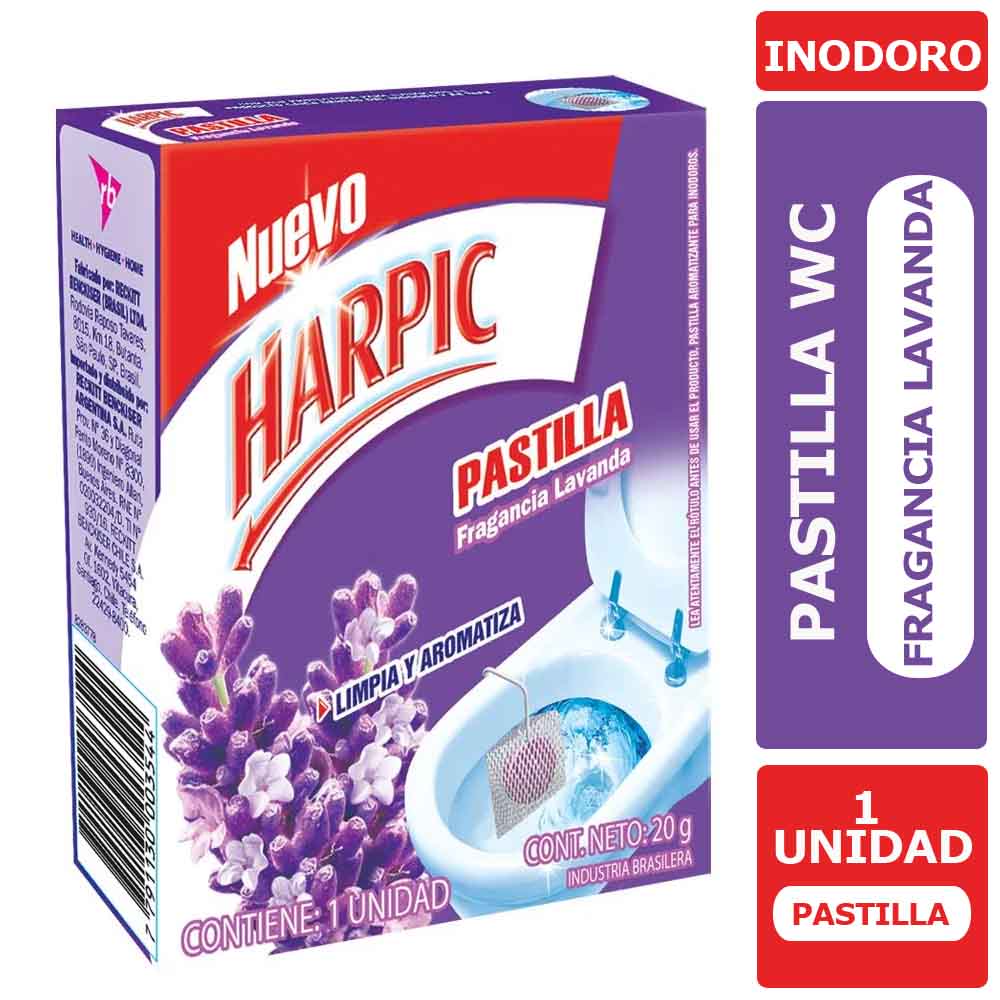 PASTILLA WC LIMPIA Y AROMATIZA LAVANDA HARPIC 1 UN.